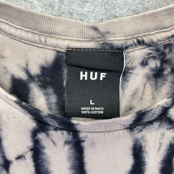 HUF Tie Dye T-Shirt Men’s Large Gray Black Streetwear Skate Graphic - Picture 2 of 10